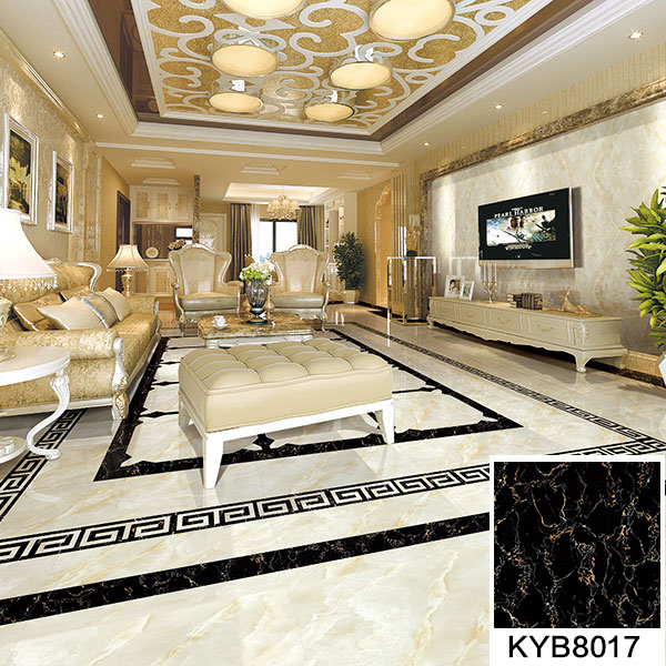 02午夜免费福利视频陶大理石瓷砖：黑金花KYB8017地面铺贴效果图
